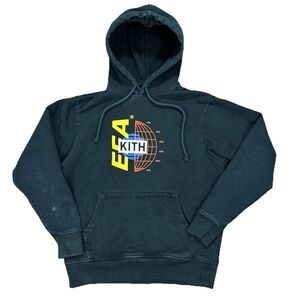 Kith EEA Globe Utah Box Logo Hoodie Sweatshirt Black Size XS Extra Small